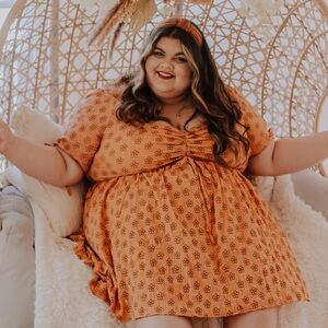 Chic Orange Floral Mini Dress